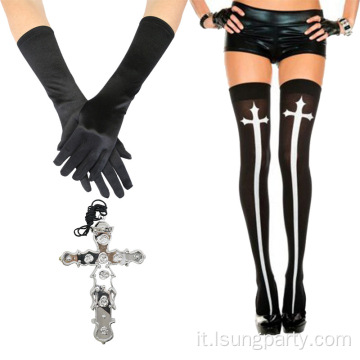 Donne di Halloween Stocking con guanti per il cosplay